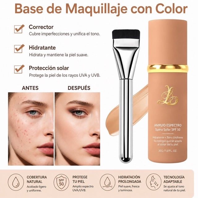 BASE DE MAQUILLAJE ANTIEDAD CON SPF 50 – SE ADAPTA A TU TONO DE PIEL, SUAVIZANDO ARRUGAS Y MANCHAS